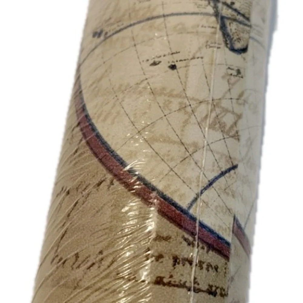 Vtg Imperial Border Map Wallpaper Cursive Old World Compass Office 45 Sq Ft NOS